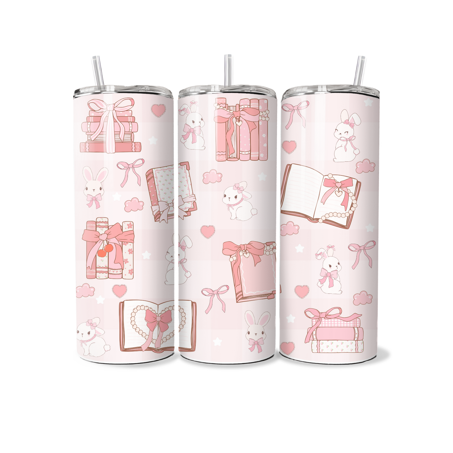 Soft Pink Bookish Bunny - Tumbler