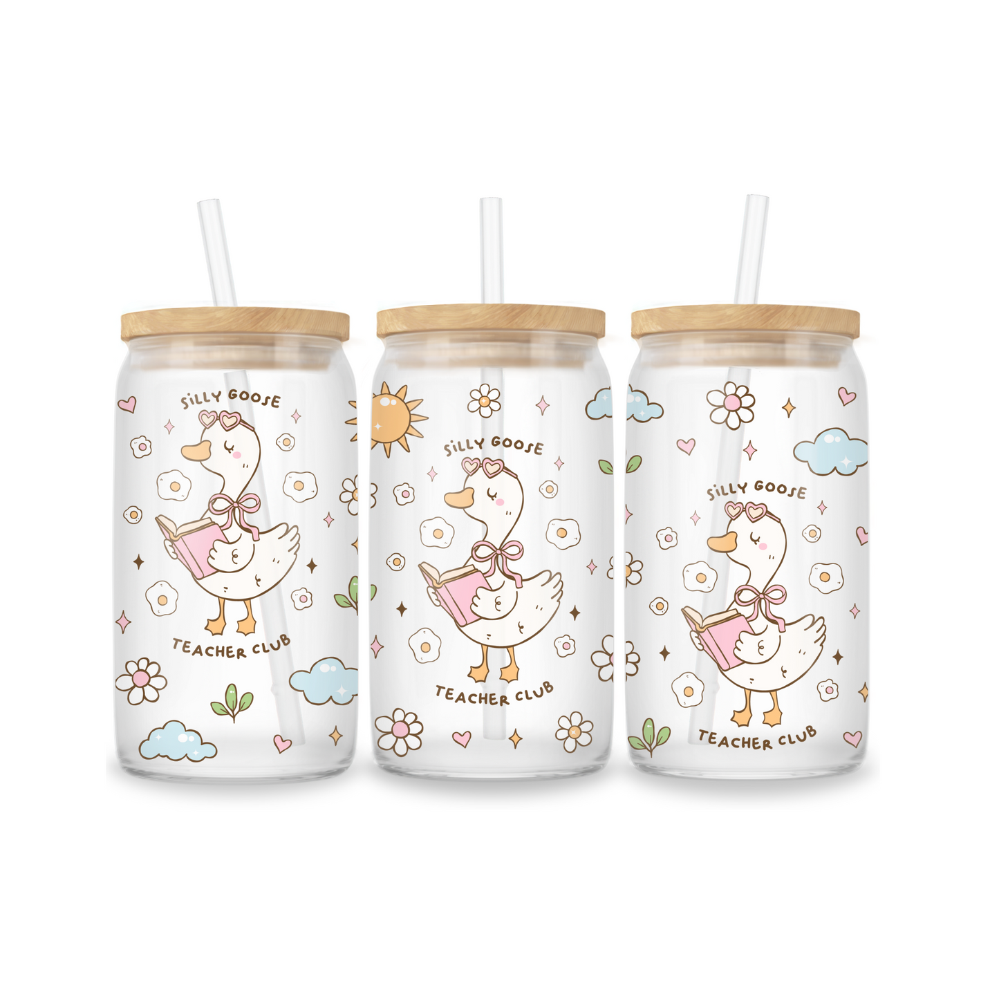 Glass Iced Coffee Cup 16oz - Silly Goose