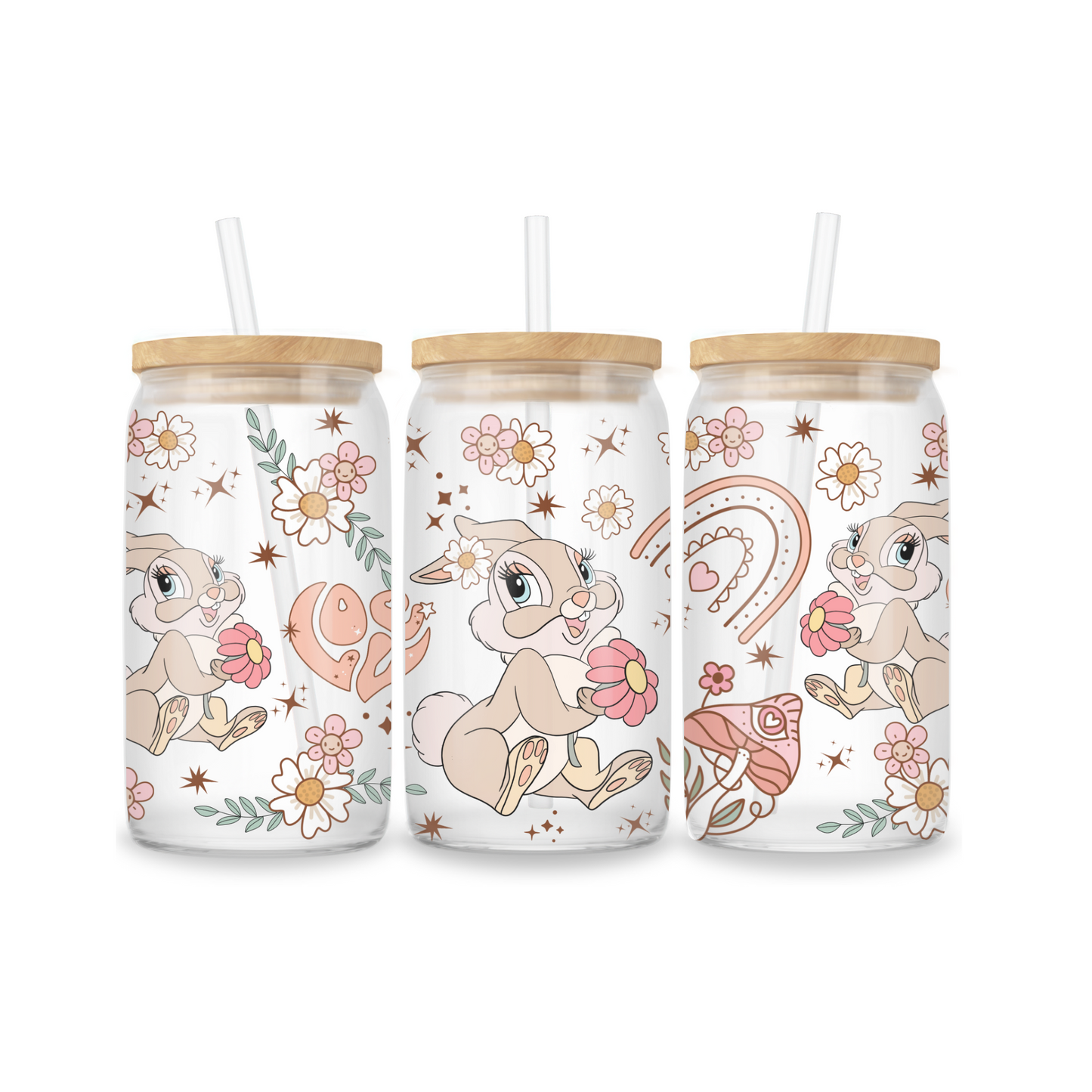 Glas-Iced-Coffee-Becher 16oz – Spring Bunny
