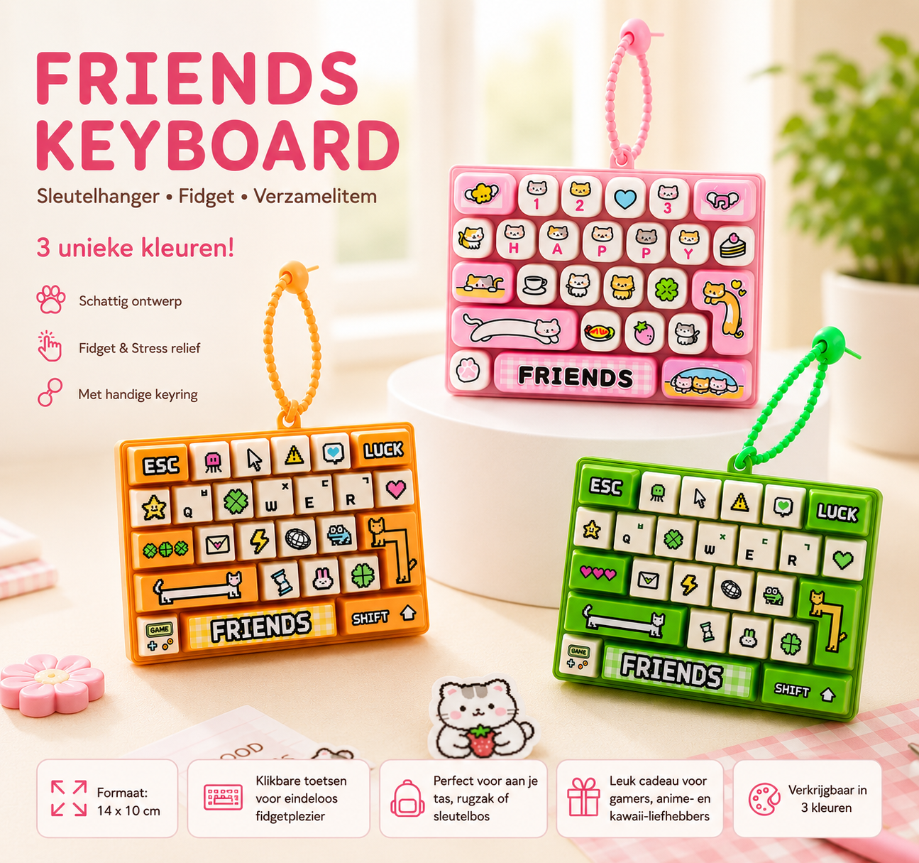 Friends Keyboard Fidget Keychain