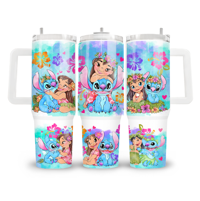 ✨ Magic Sips 40oz Tumbler – mit Griff & Strohhalm - Lilo und Stitch