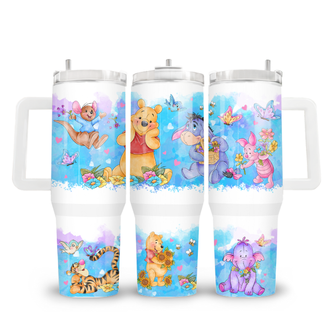 ✨ Magic Sips 40oz Tumbler – With Handle & Straw - Pooh