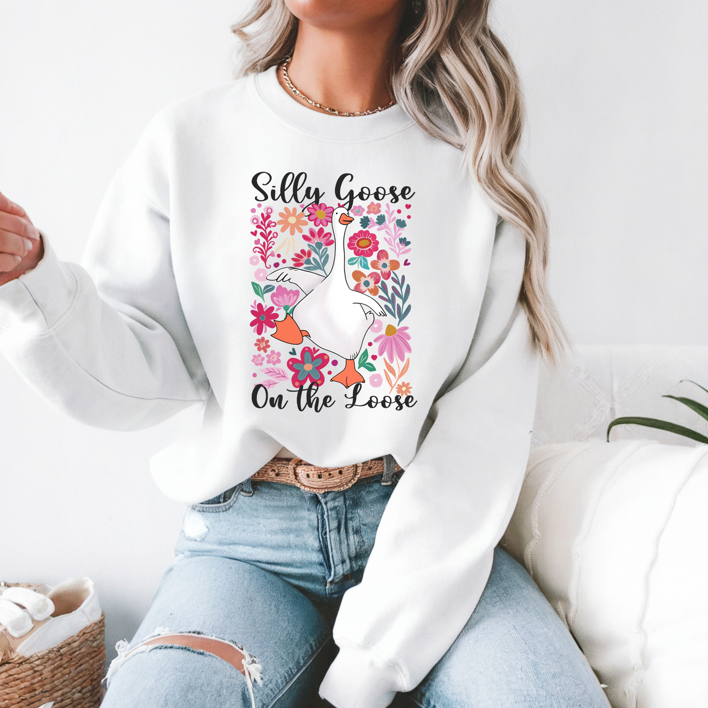 Silly Goose Flowers Cozy Sweater