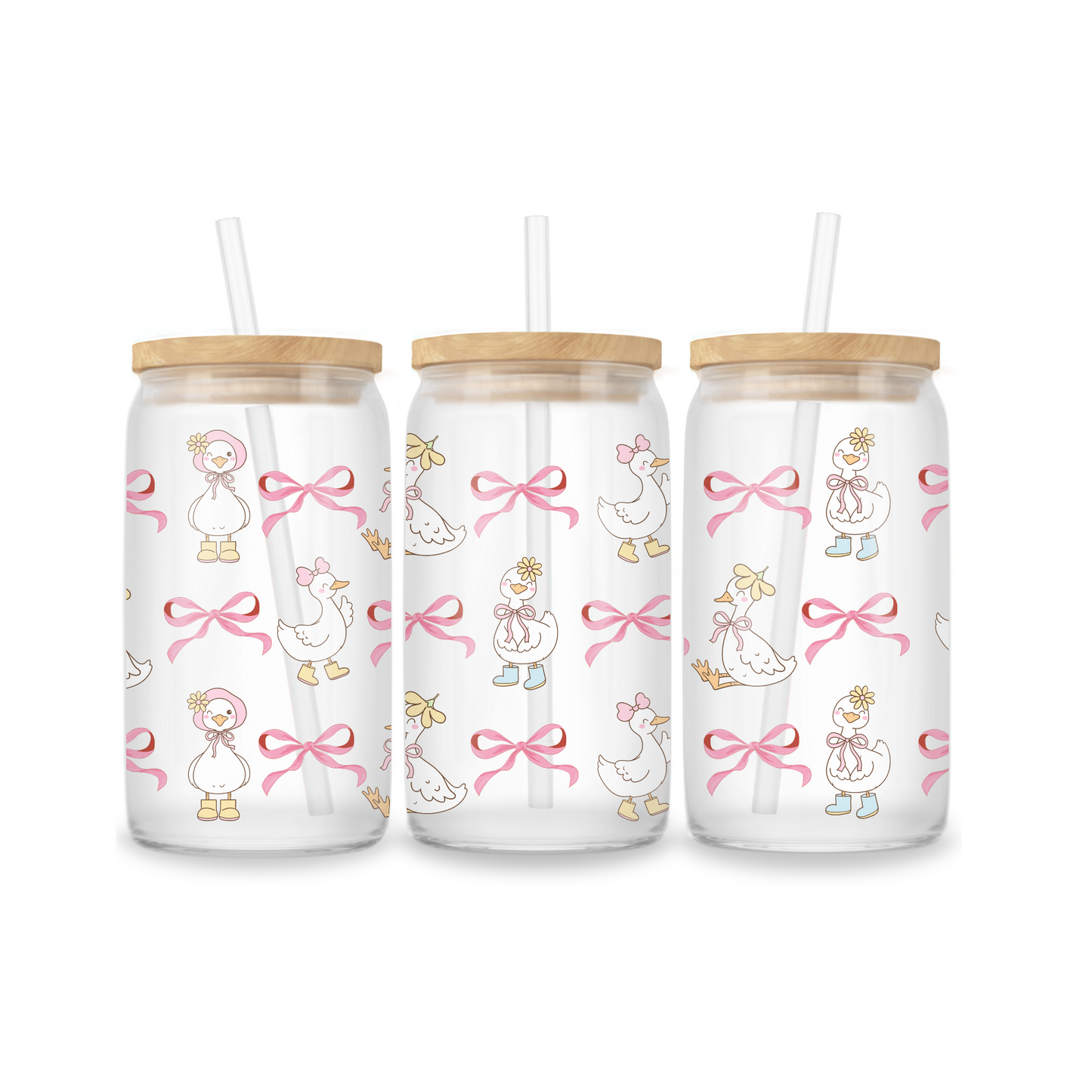 Glas-Iced-Coffee-Becher 16oz – Silly Goose with Bows