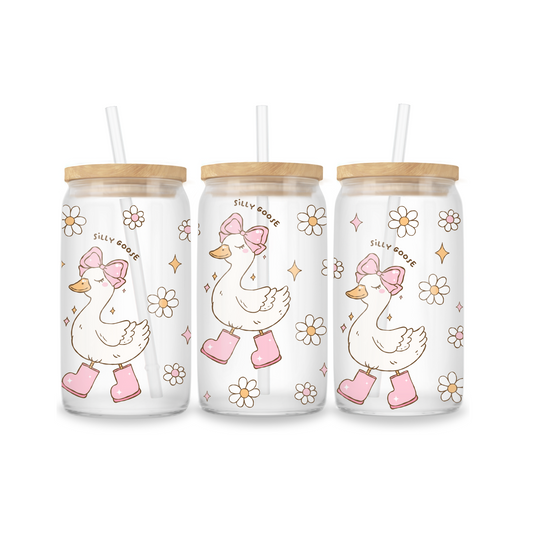 Glazen Iced Coffee Cup 16oz - Silly Goose Girl