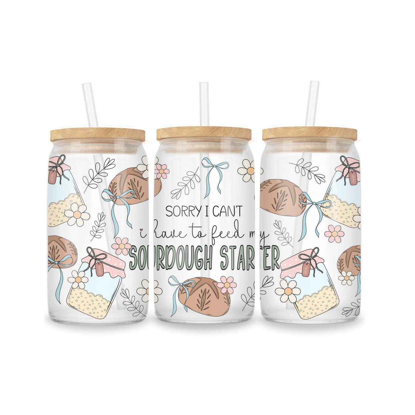 Glass Iced Coffee Cup 16oz - Sourdough