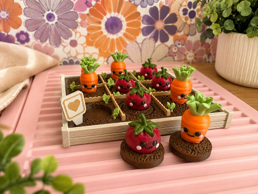 Kawaii Garden Tic Tac Toe – 3D Geprint Moestuinspel met Worteltjes & Aardbeitjes 🍓🥕