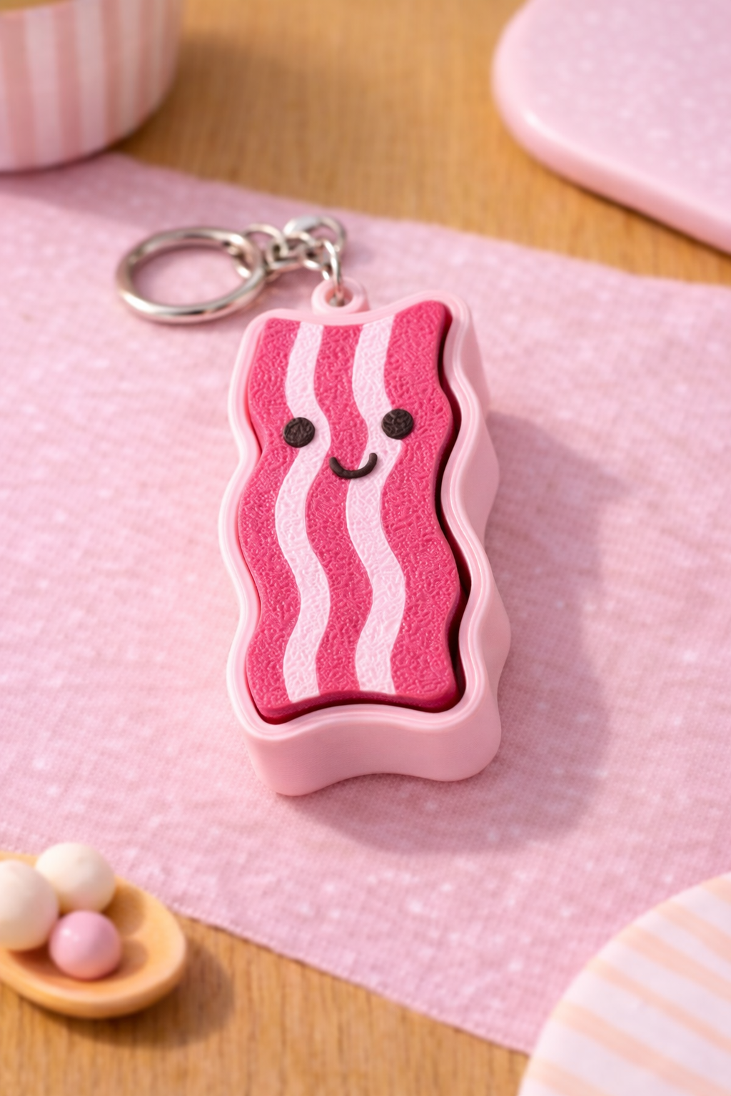 Bacon Fidget Clicker mit Schlüsselanhänger 🥓