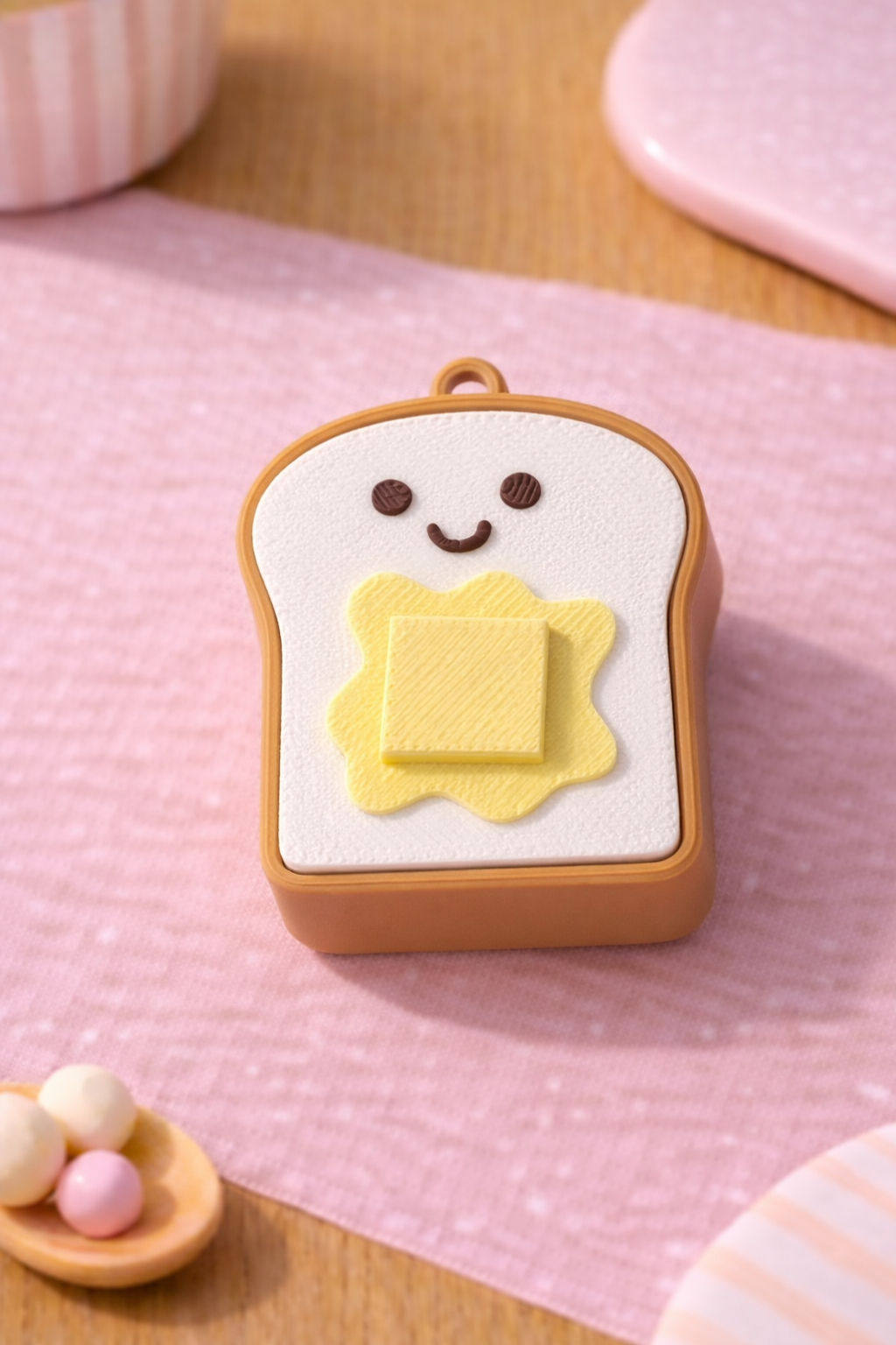 Butterbrot Fidget Clicker mit Schlüsselanhänger 🍞