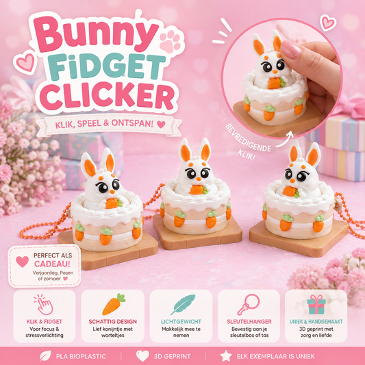Bunny Fidget Clicker Keychain | Cute 3D Print