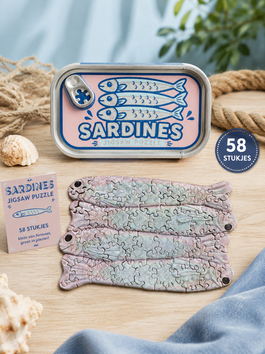 Sardines Jigsaw Puzzle – 58-delige Puzzel in Sardineblikje
