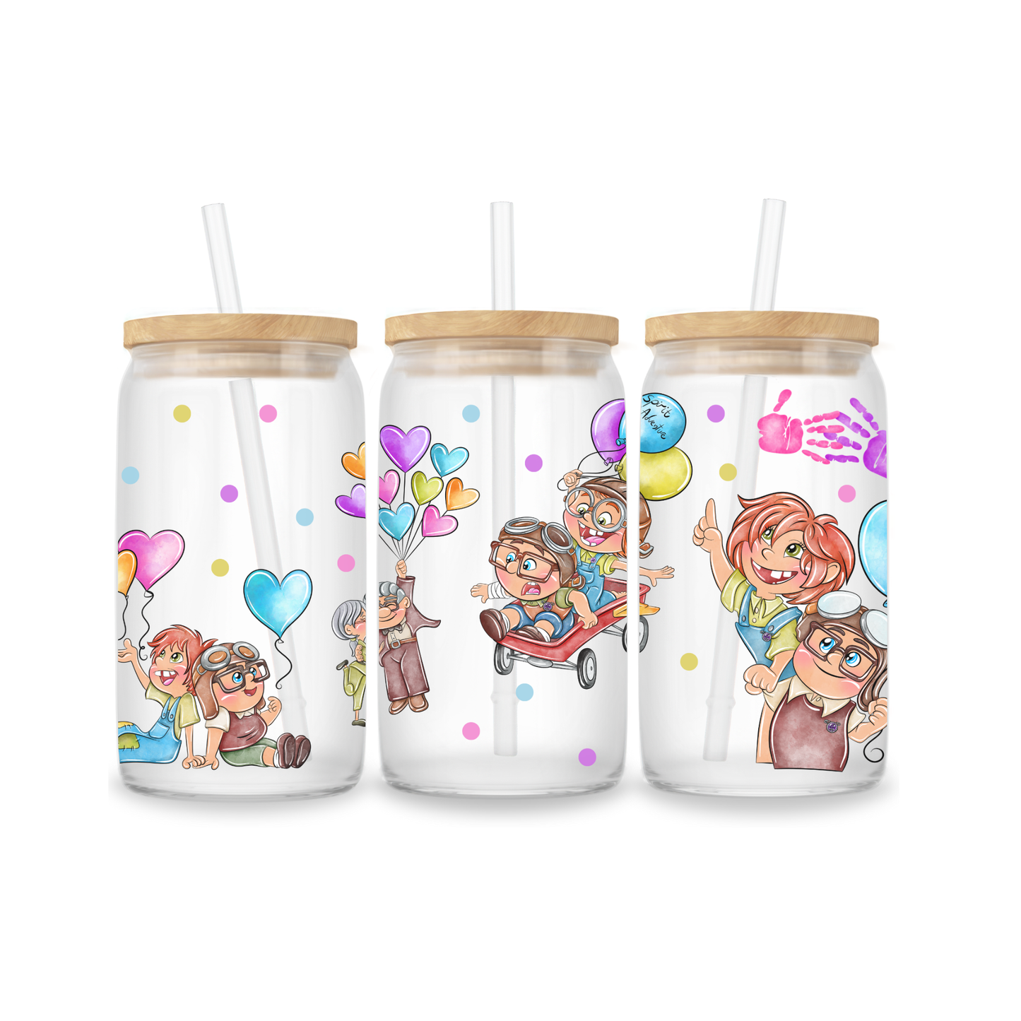 Eiskaffeebecher aus Glas 16oz – Carl und Ellie