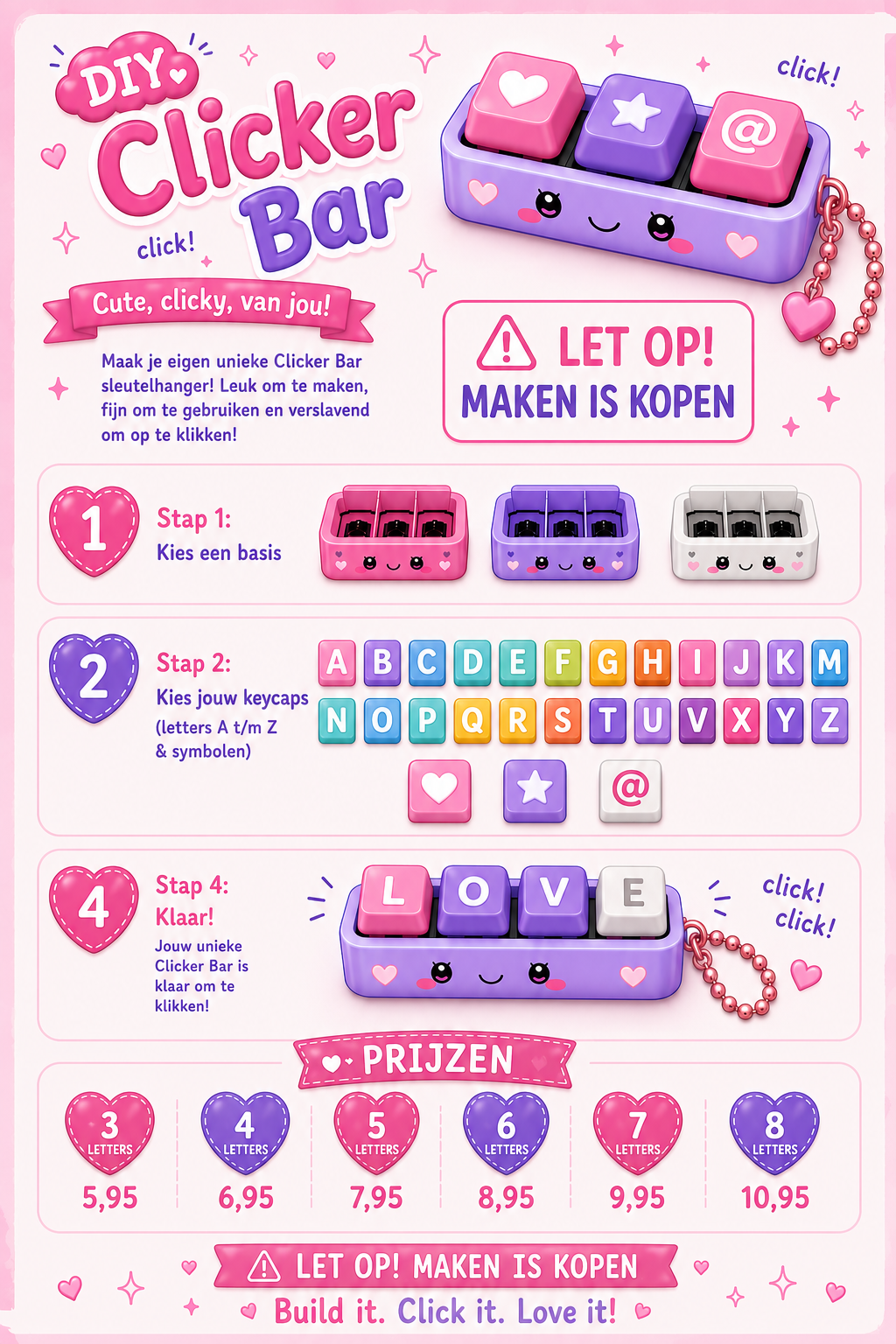 DIY Clicker Bar Sleutelhanger | Stel zelf samen