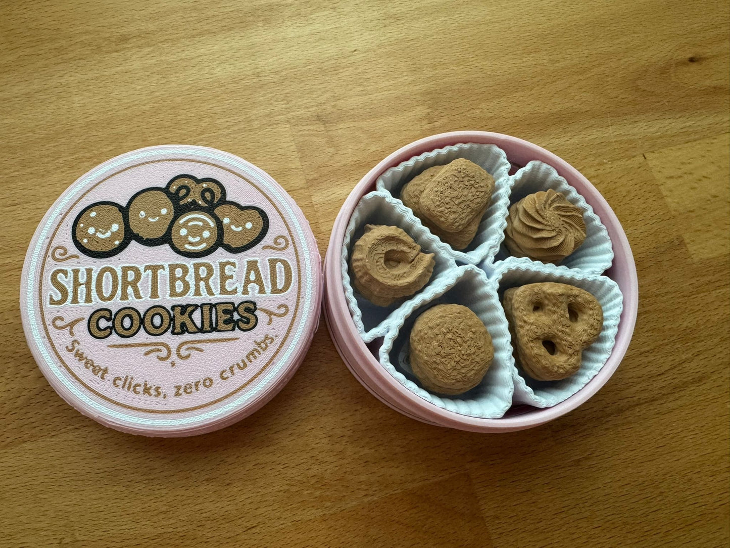 3D-gedruckte Keksdose mit Fidget-Clickern – Shortbread-Stil