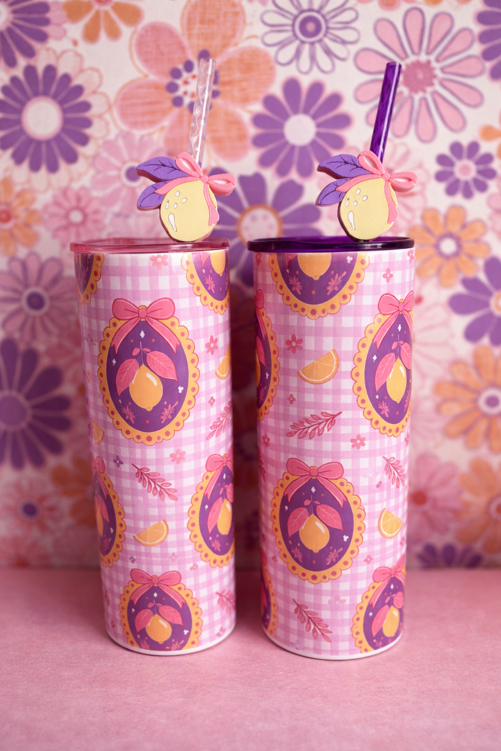 Cute Lemon Tumbler 20oz | Pastel Beker met Straw Topper