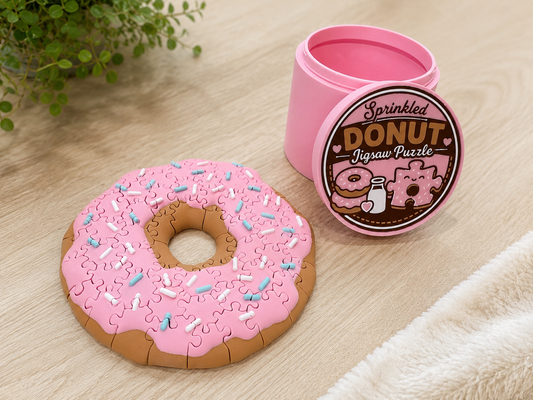 Donut Puzzel – 3D printed –  60 Stukjes – 15-16 cm – Inclusief Opbergdoos