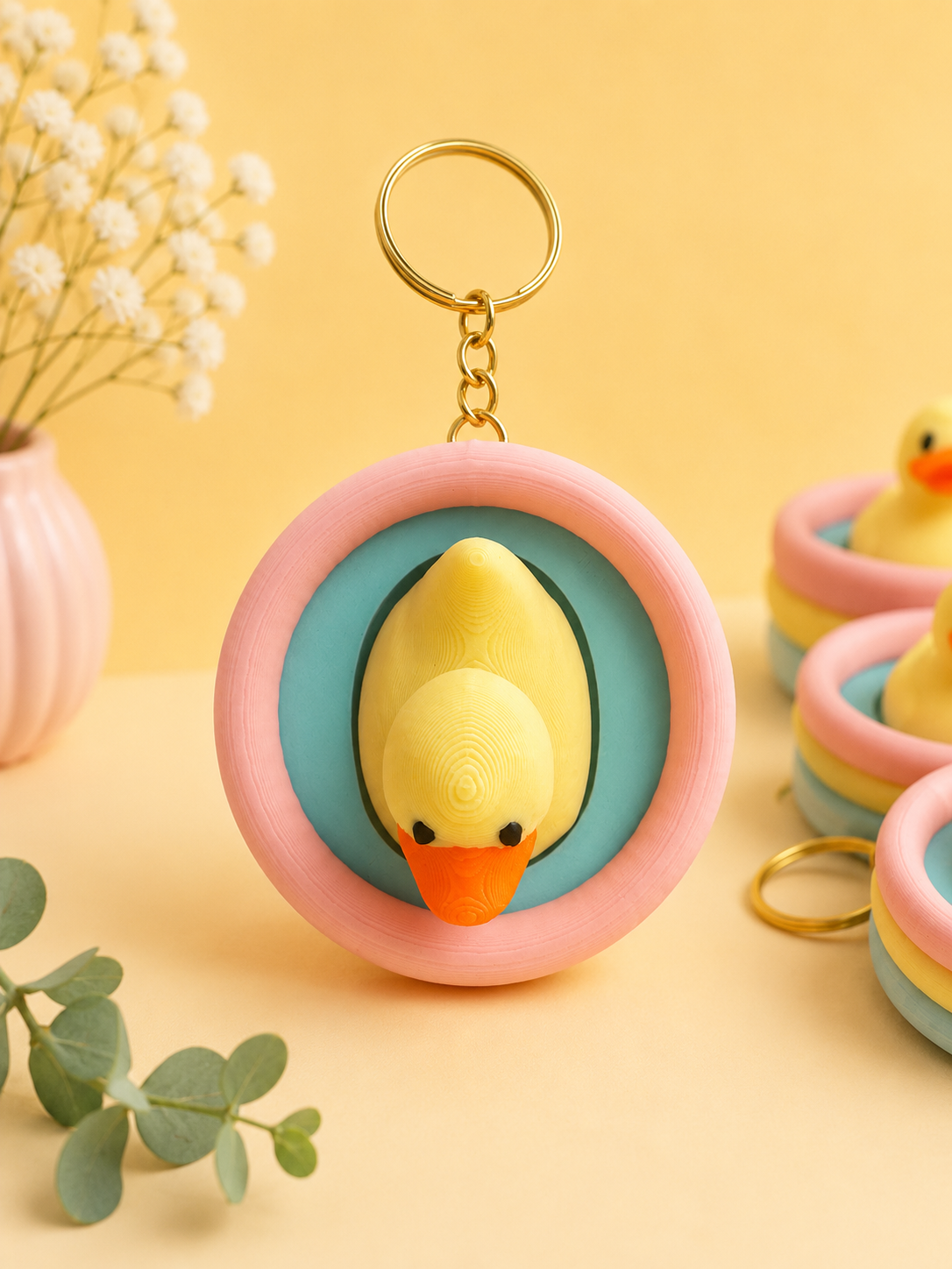 Badeendje Fidget Clicker Sleutelhanger – 3D Geprint