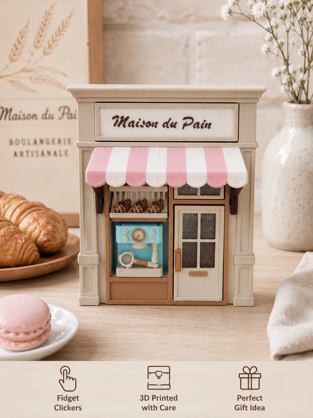 Maison du Pain Mini Bakery Fidget Clicker – 3D Geprint Verzamelhuisje