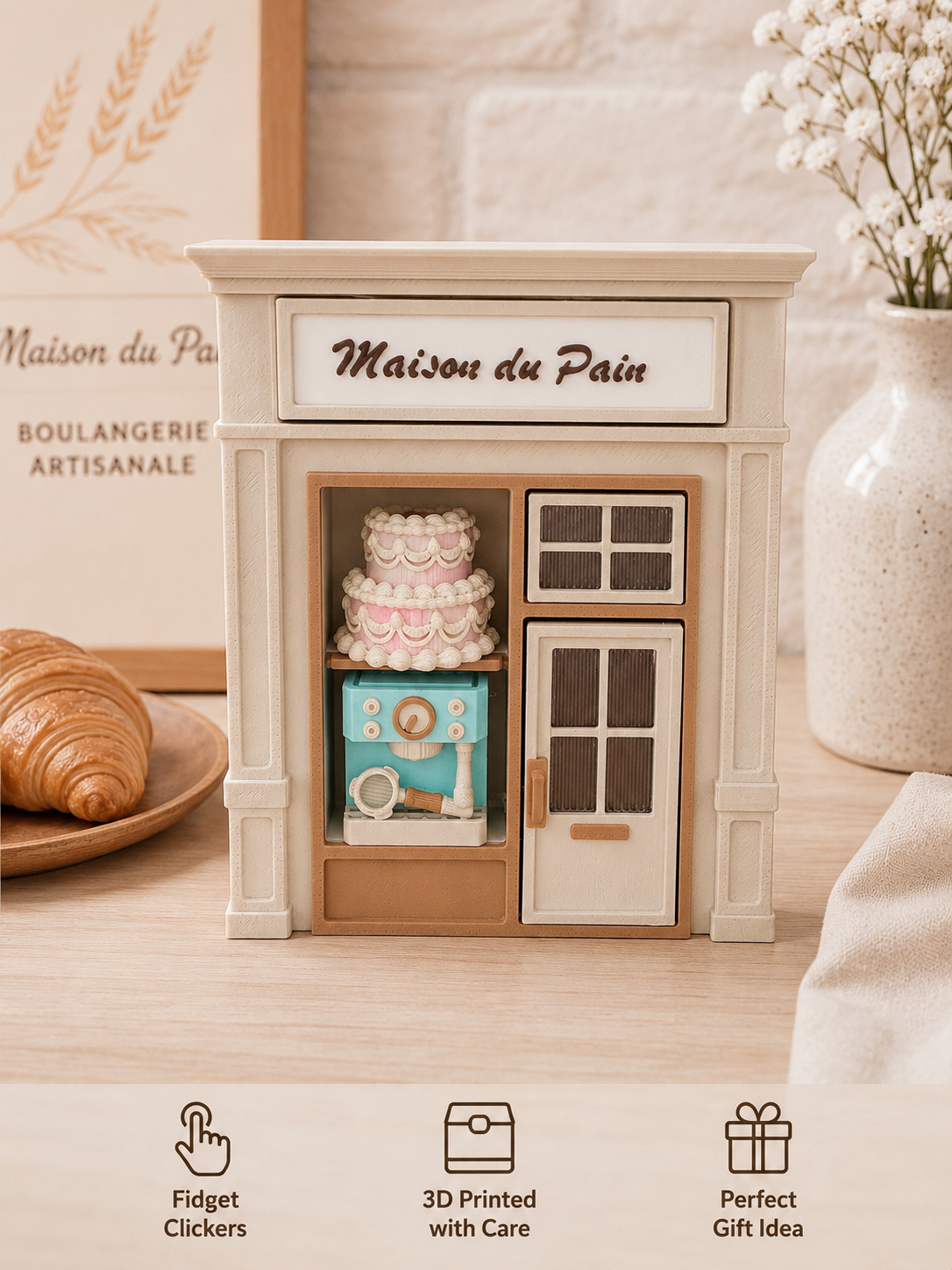 Maison du Pain Mini Bakery Fidget Clicker – 3D Geprint Verzamelhuisje
