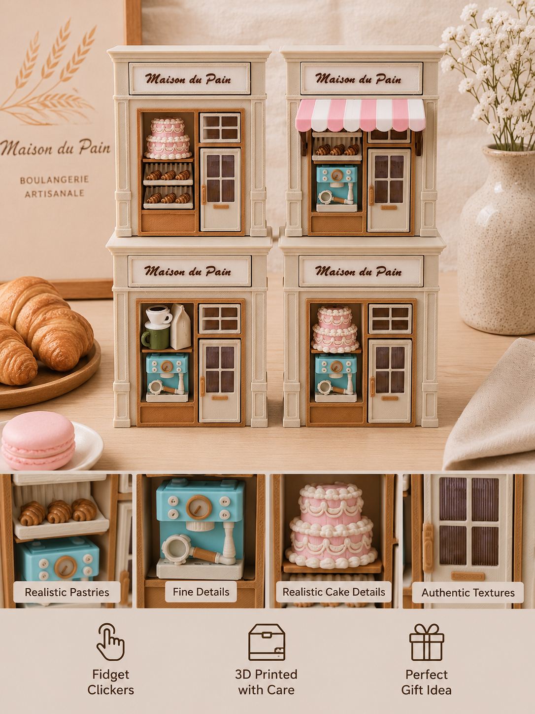 Maison du Pain Mini Bakery Fidget Clicker – 3D Geprint Verzamelhuisje