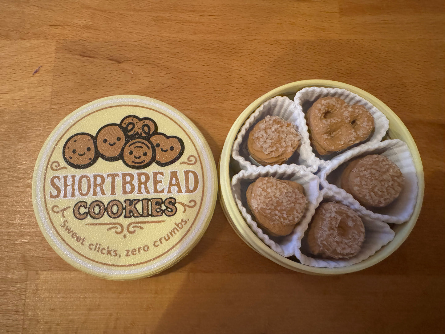 3D-gedruckte Keksdose mit Fidget-Clickern – Shortbread-Stil