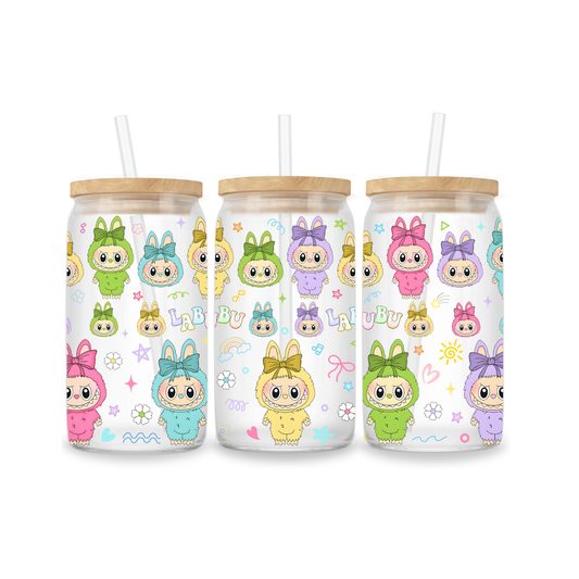 Glass Iced Coffee Cup 16oz - Labubu Baby