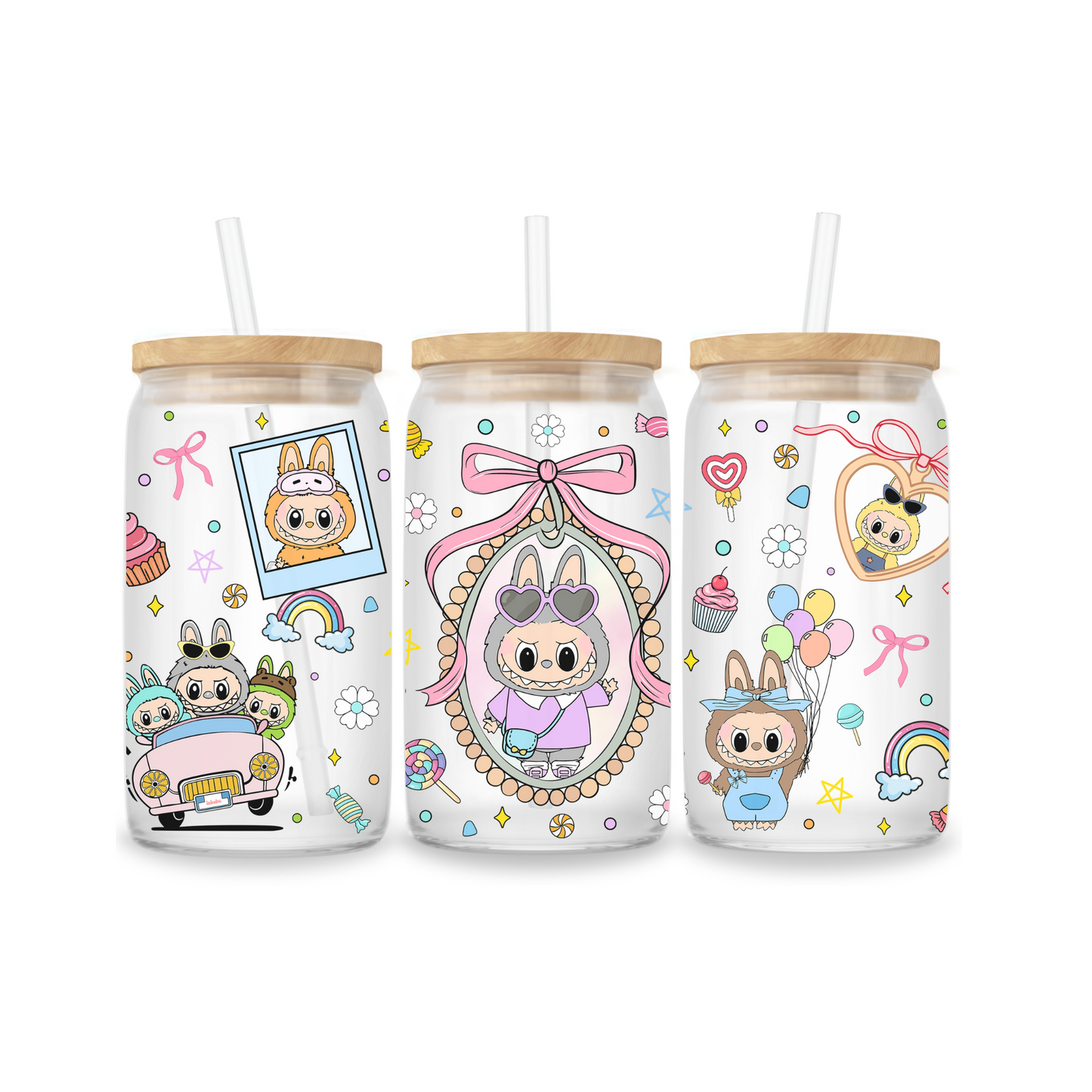 Glazen Iced Coffee Cup 16oz - La Bubu Monsters