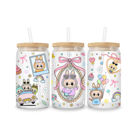 Glass Iced Coffee Cup 16oz - La Bubu Monsters