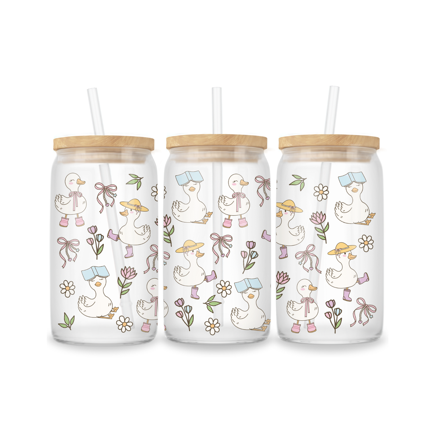 Glass Iced Coffee Cup 16oz - Book Goose