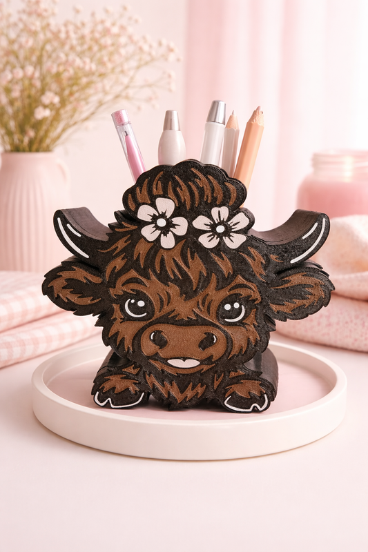 3d Geprinte Highland Cow Pennenbak