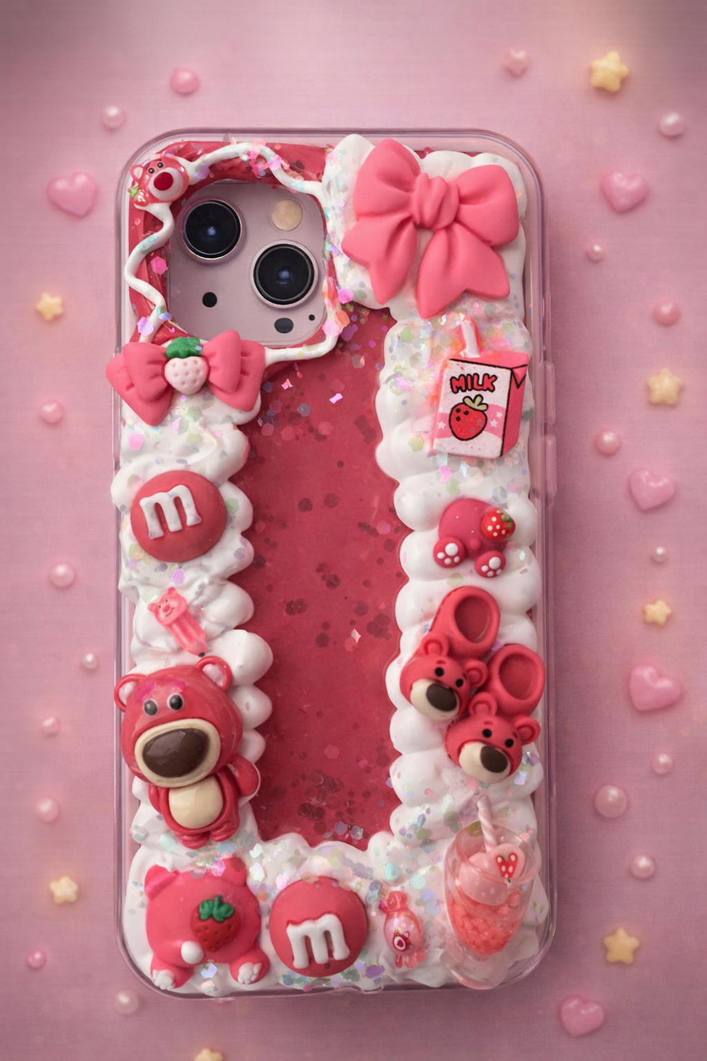 🍓🎀 Luxe Kawaii Decoden Telefoonhoesje – Strawberry Dream 🎀🍓