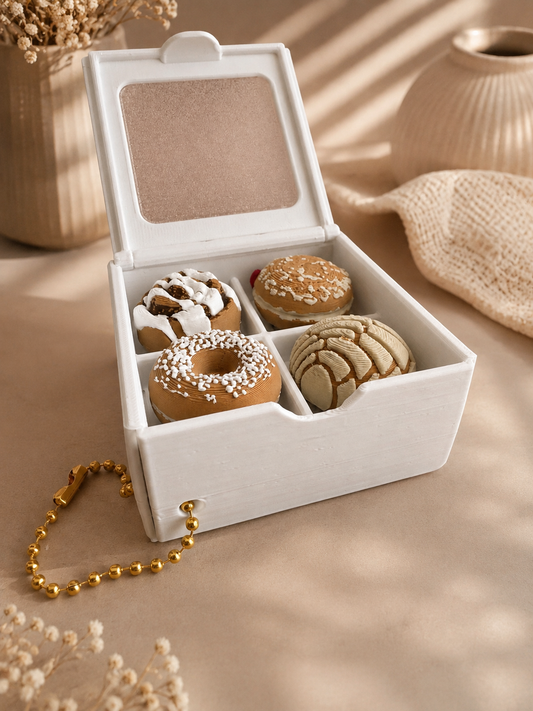 Mini Gebaksdoosje met 4 Clickers & Keychain – 3D Geprint