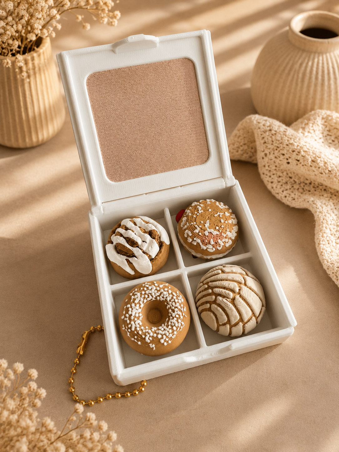 Mini Gebaksdoosje met 4 Clickers & Keychain – 3D Geprint