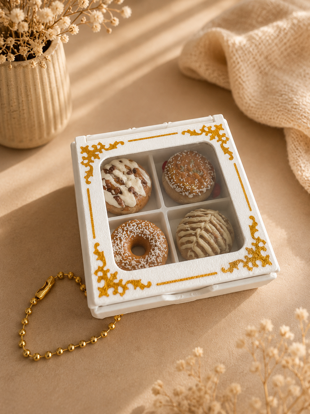 Mini Gebaksdoosje met 4 Clickers & Keychain – 3D Geprint