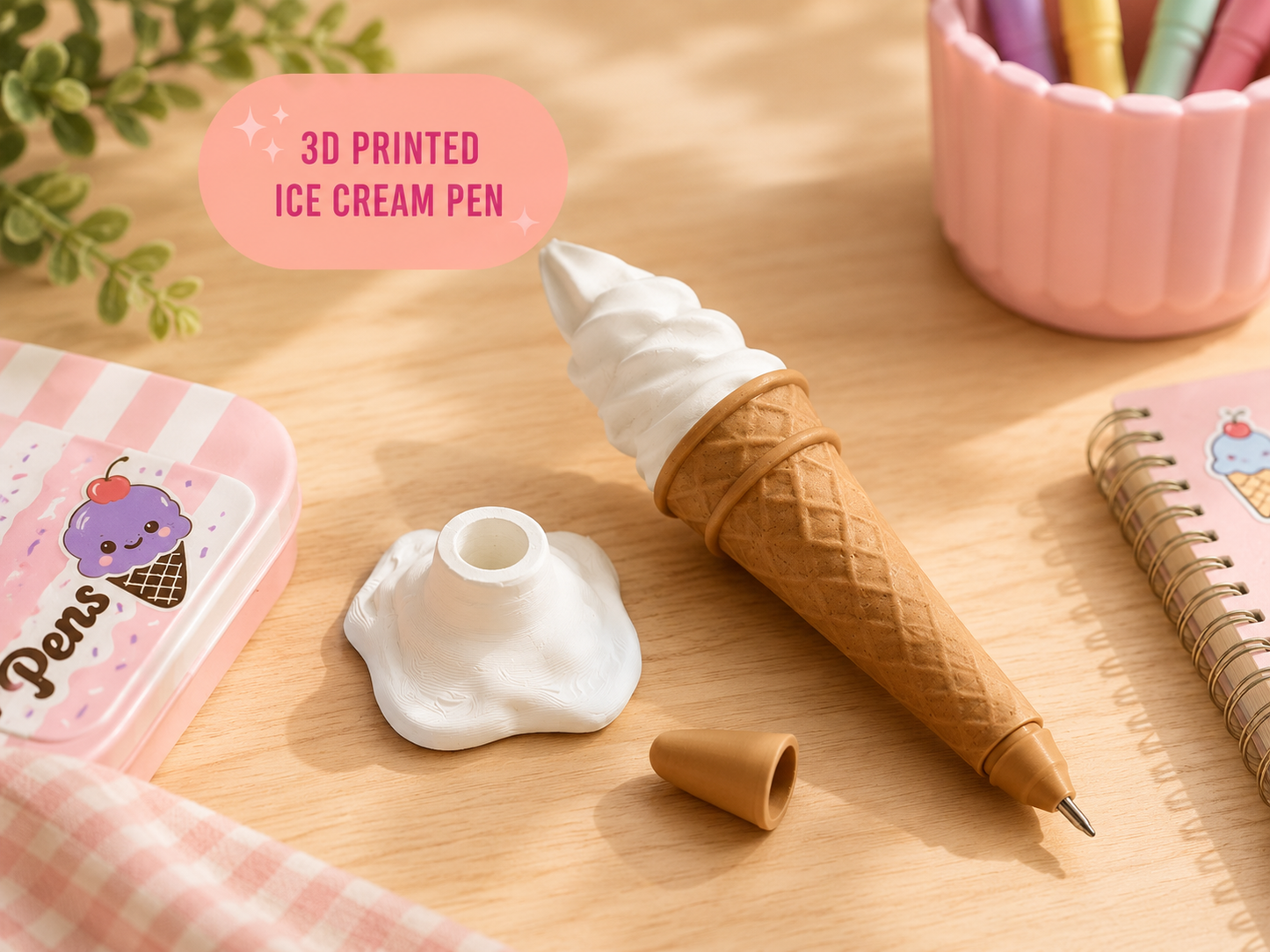 Ice Cream Pen – 3D Geprinte IJshoorn Pen