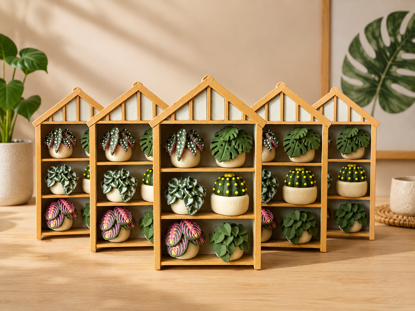 3D Printed Mini Greenhouse with Fidget Clicker Plants – Decoration & Stress Relief