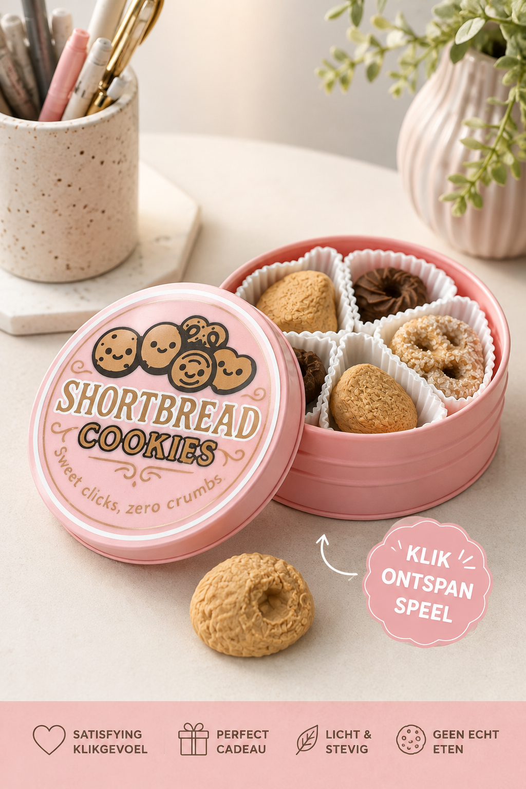 3D Printed Cookie Tin with Fidget Clickers – Shortbread Style