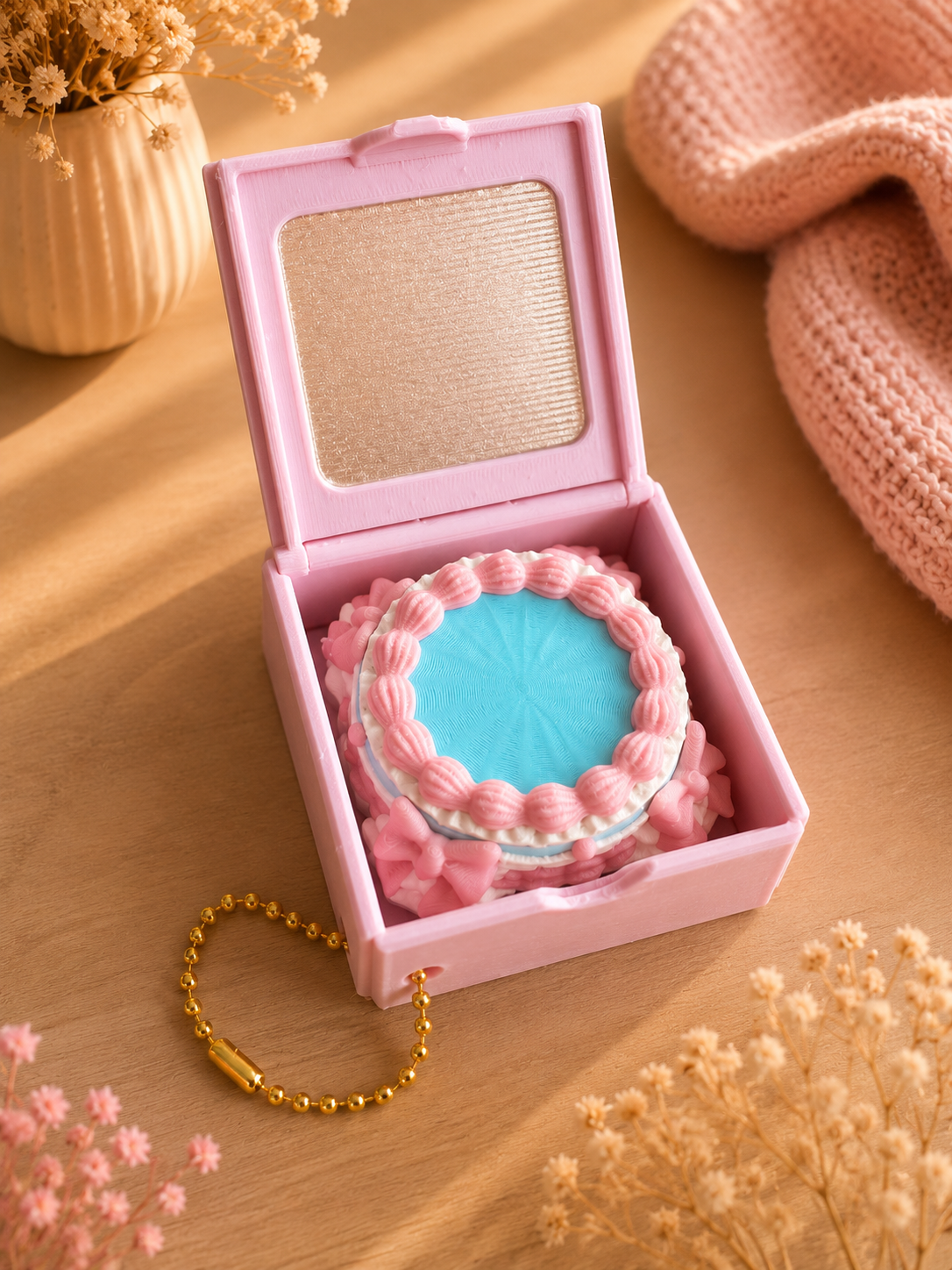 3D Geprinte Taart Clicker in Doosje met Keychain