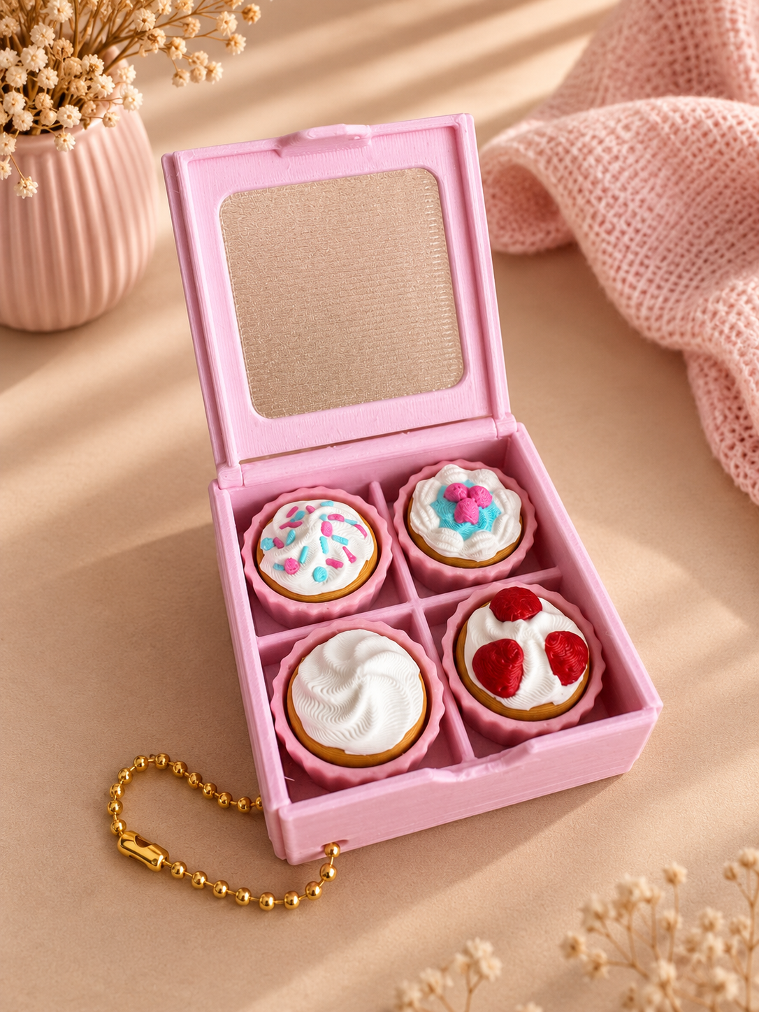 3D Geprint Tartelettes Doosje met 4 Clickers & Keychain