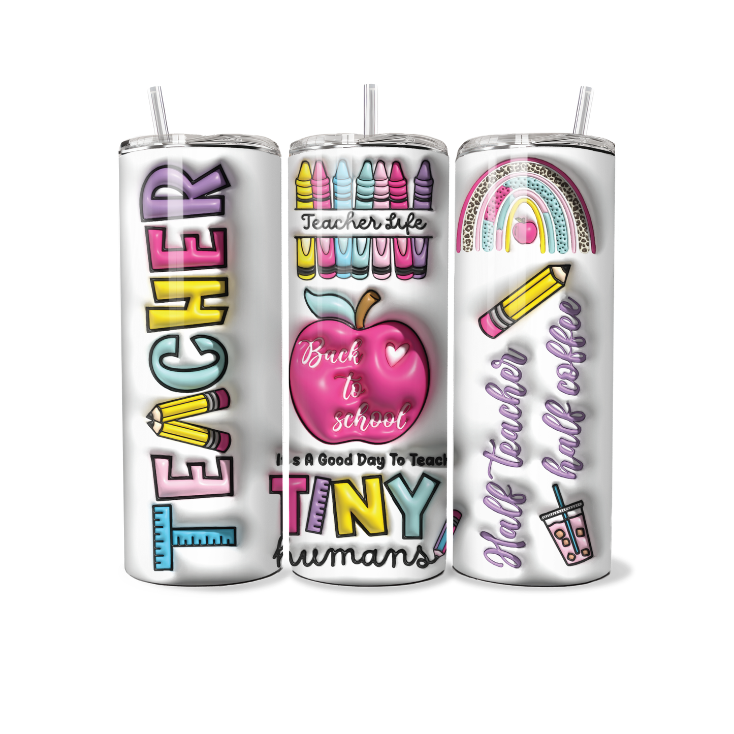 Afscheidscadeau Juf of Meester Tumbler 20oz – Unieke Drinkbeker met Rietje