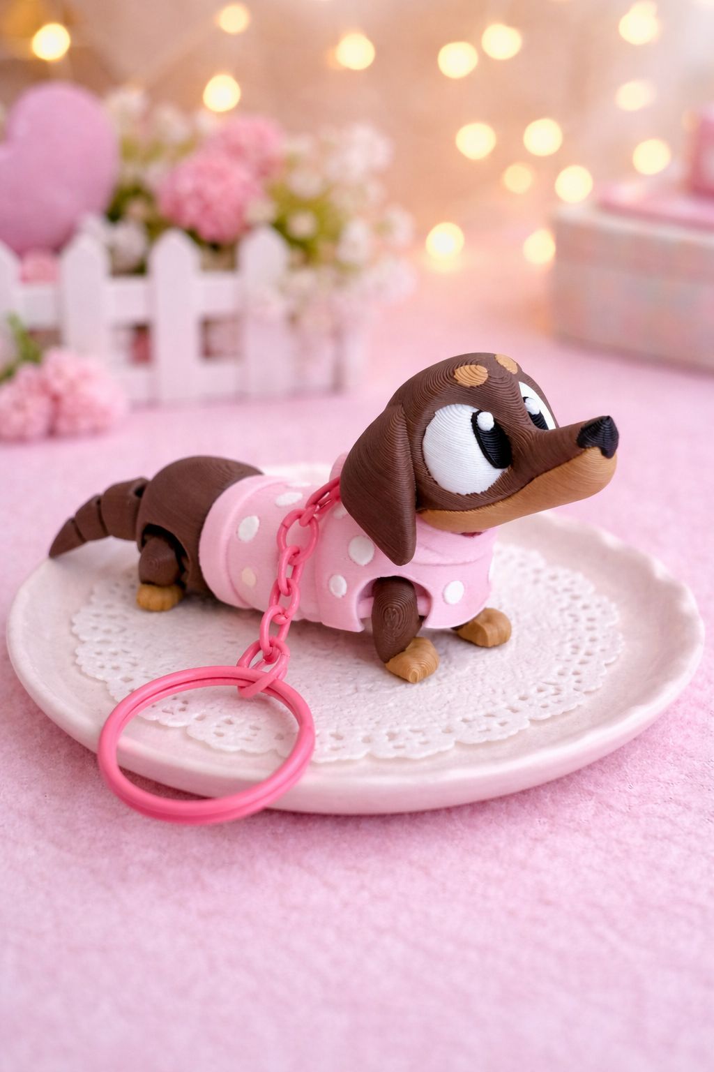 Dachshund Keychain 3D Printed