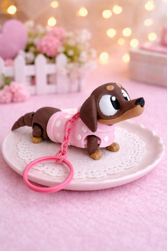 Teckel Sleutelhanger 3D Geprint