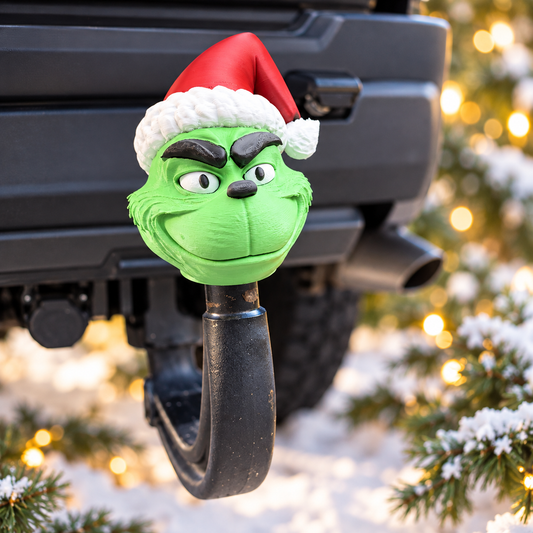 Der Grinch Anhängerkupplungsabdeckung mit Weihnachtsmütze – 3D-gedruckt