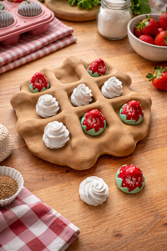 3D-gedrucktes Tic-Tac-Toe-Spiel – Erdbeere & Sahne