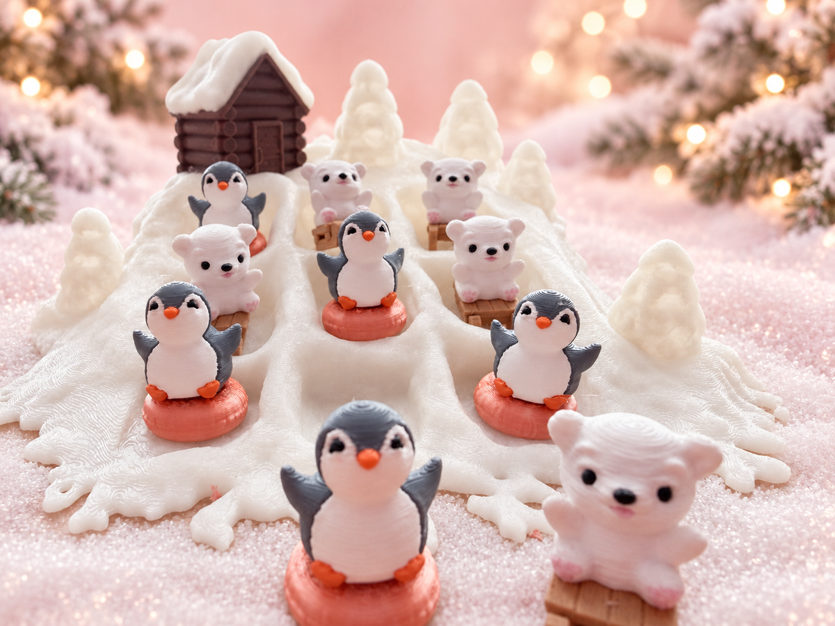Winter Tic Tac Toe – 3D-geprint spel met pinguïns en ijsbeertjes