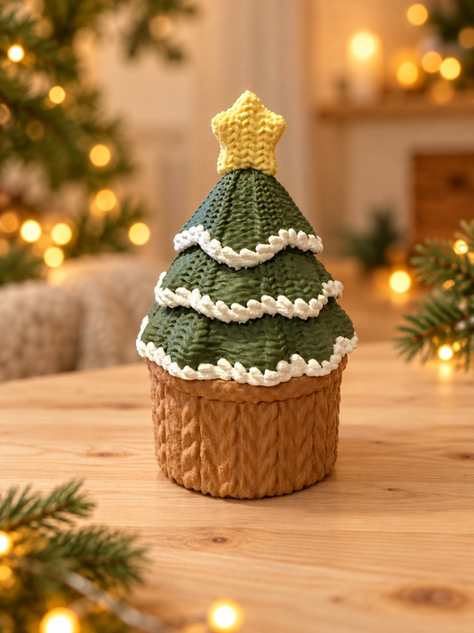 Knitted kerstboom bewaarpot