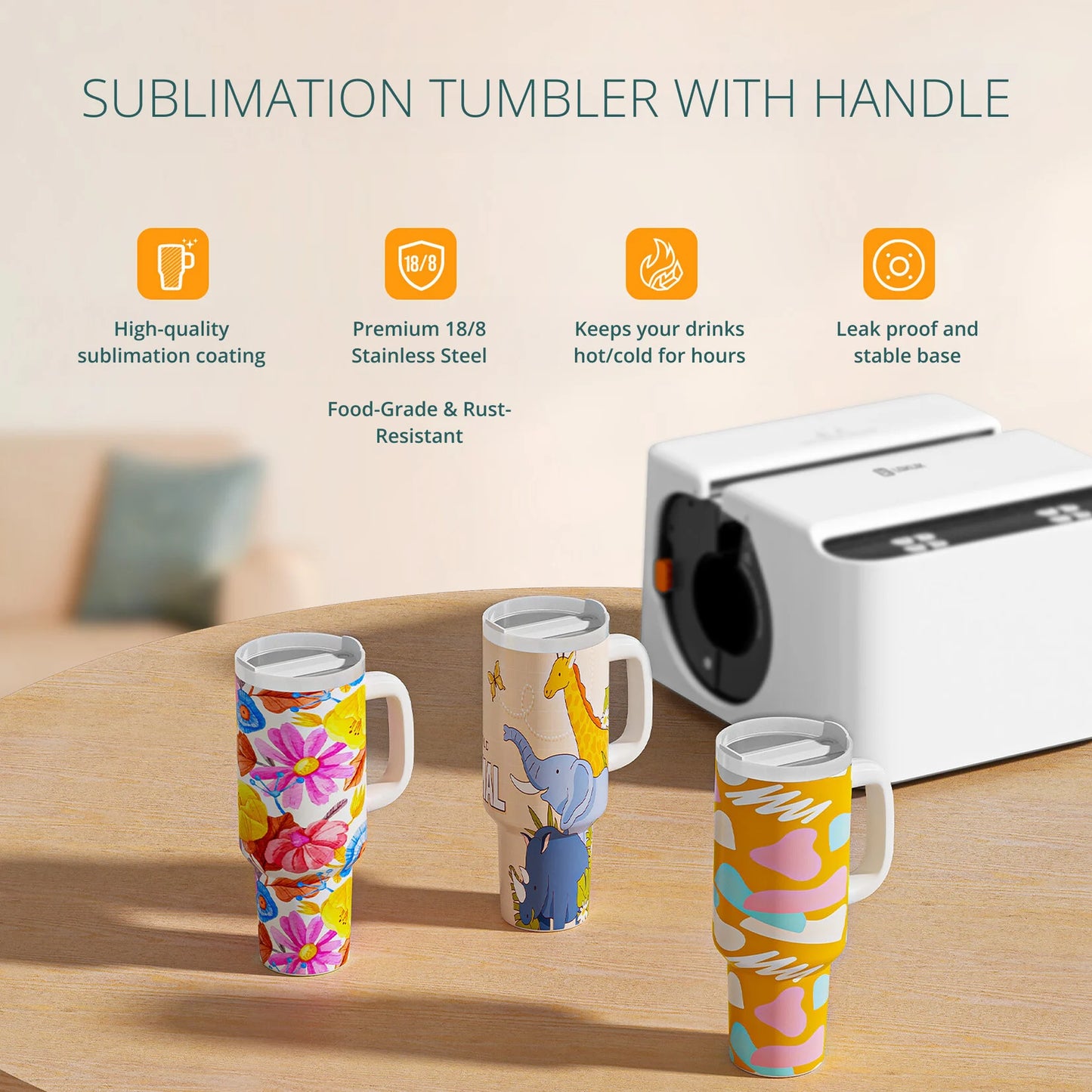 LOKLiK 40 oz Sublimatie Tumblers met Handvat – 2 stuks
